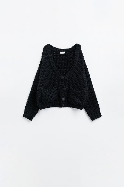 Cozy Chunky Knit Black Jacket