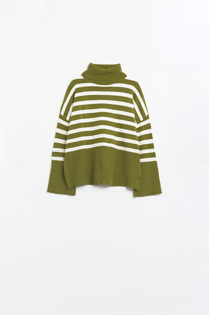 Evergreen Striped Turtleneck Sweater