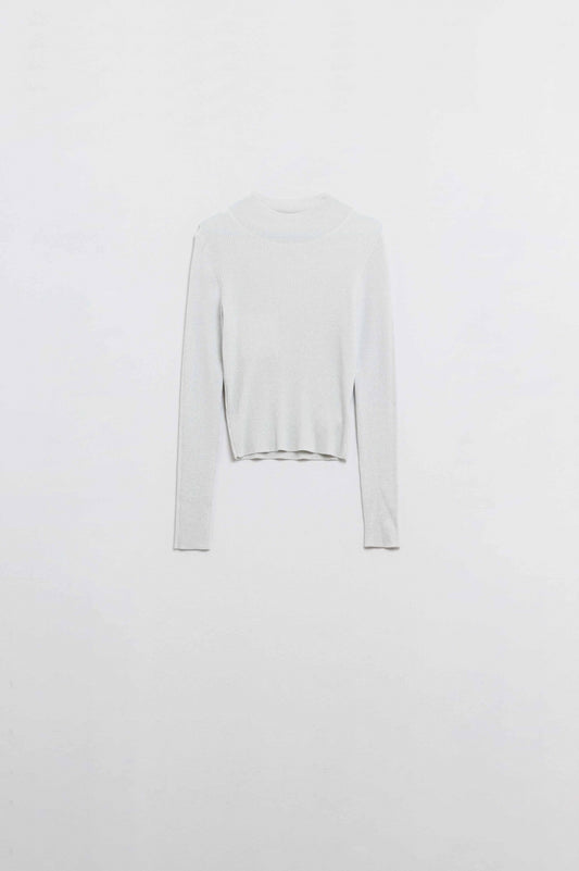 Silver Glow Turtleneck Sweater