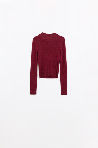 Crimson Glow Turtleneck Sweater