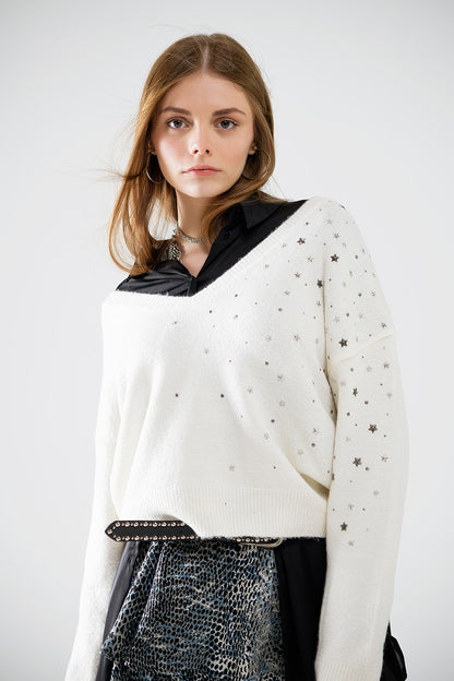 Starry Night V-Neck Sweater