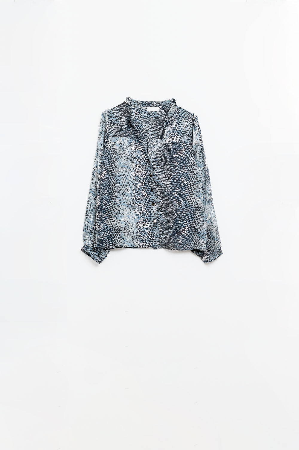 Untamed Elegance Grey Leopard Chiffon Blouse