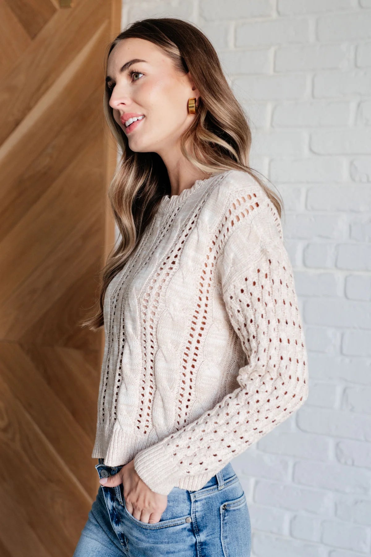 Grateful Heart Cable Knit Sweater