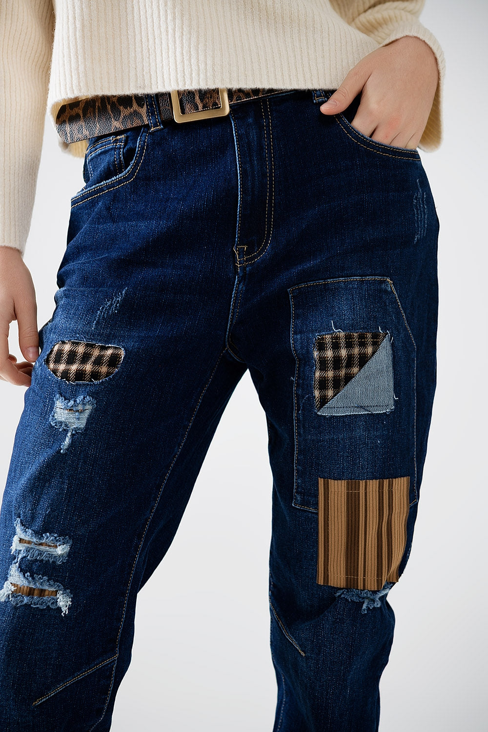 Patchwork Charm Relaxed Jeans