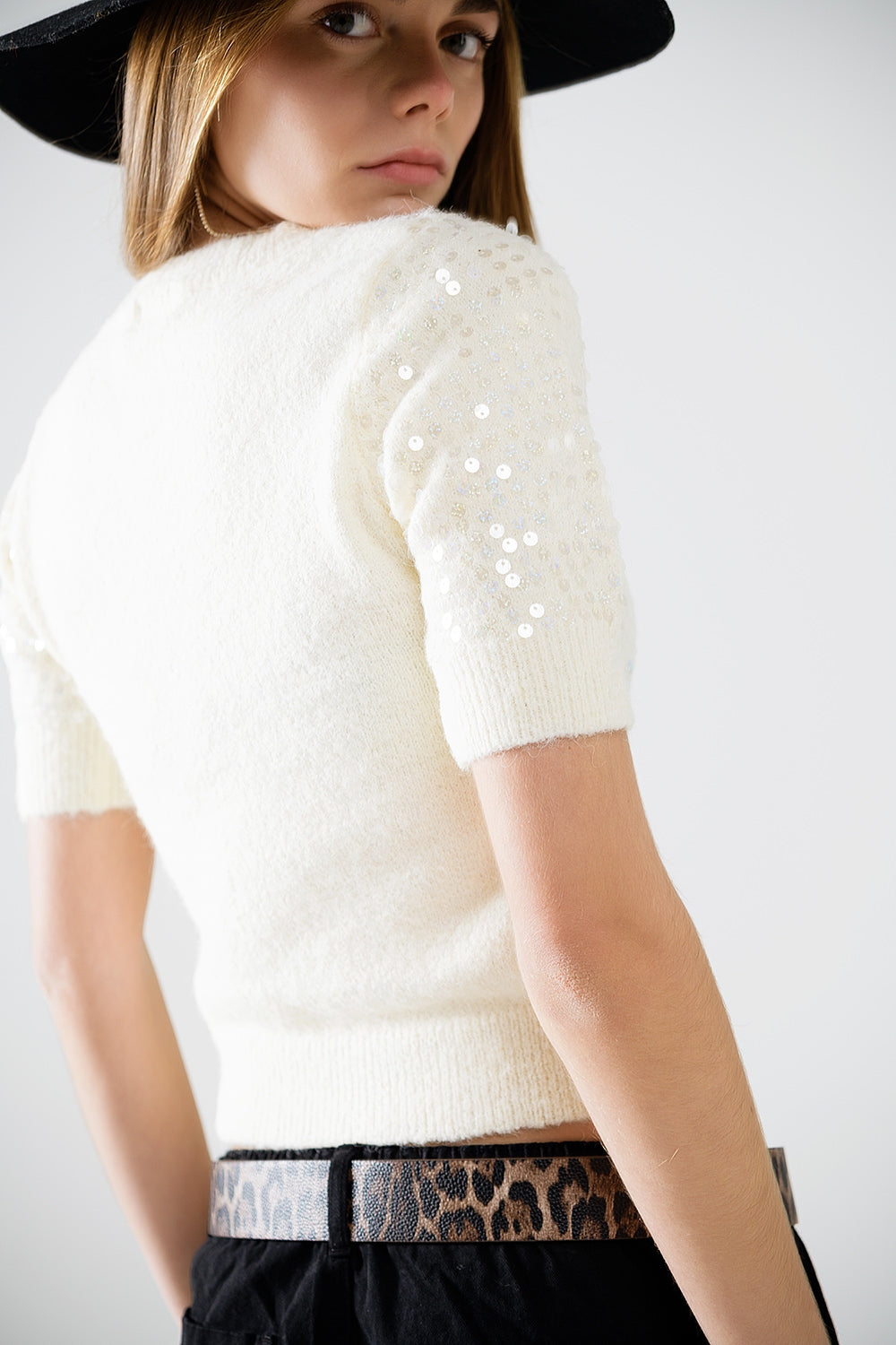 Lustre in Cream Sequin Sweater