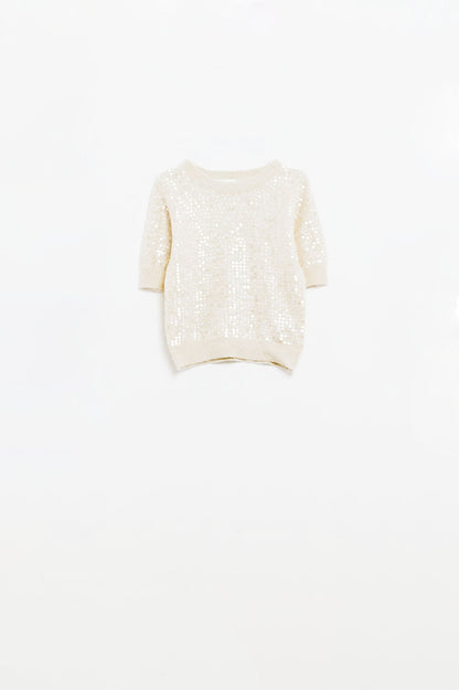 Lustre in Cream Sequin Sweater