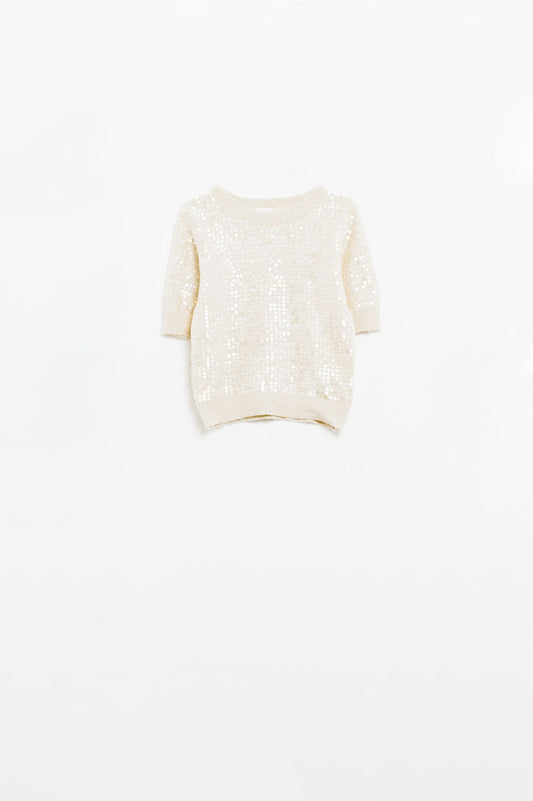 Lustre in Cream Sequin Sweater