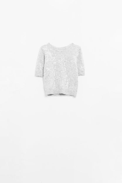 Lustre in Grey Sequin Sweater