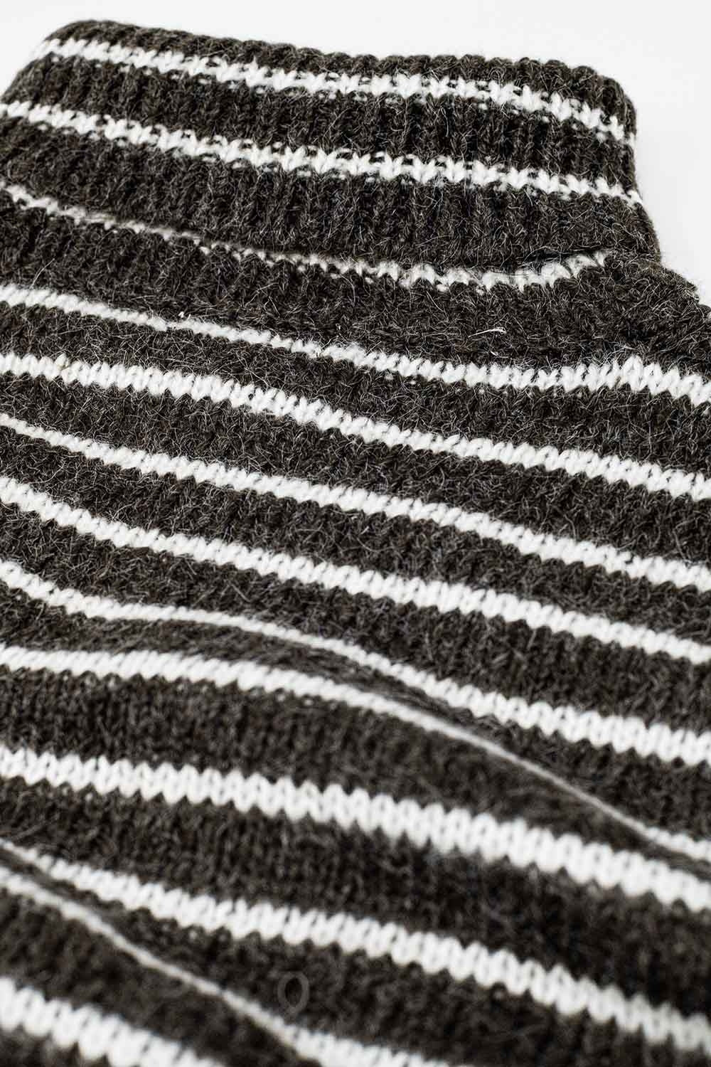 Cozy Stripes Turtleneck Sweater - Brown