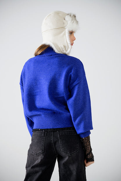 Blue Bliss Chunky Turtleneck Sweater