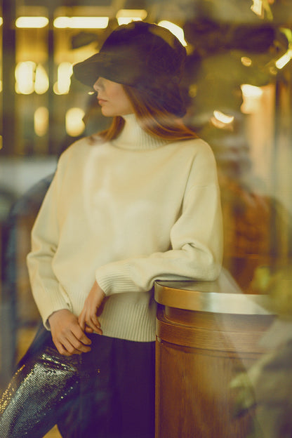 Cream Chunky Turtleneck Sweater