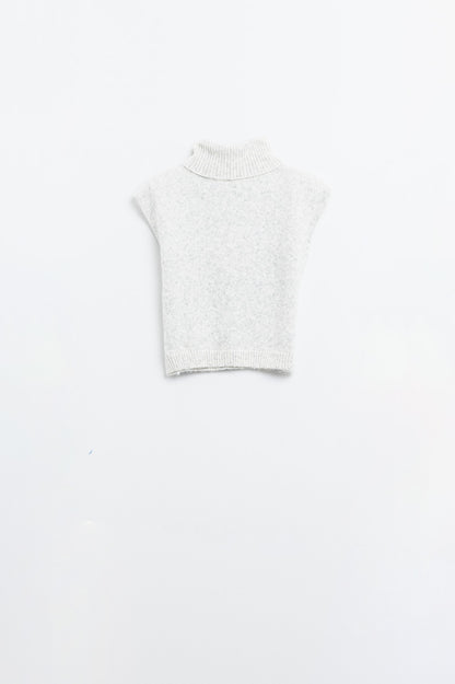 Grey Turtleneck Sleeveless Sweater