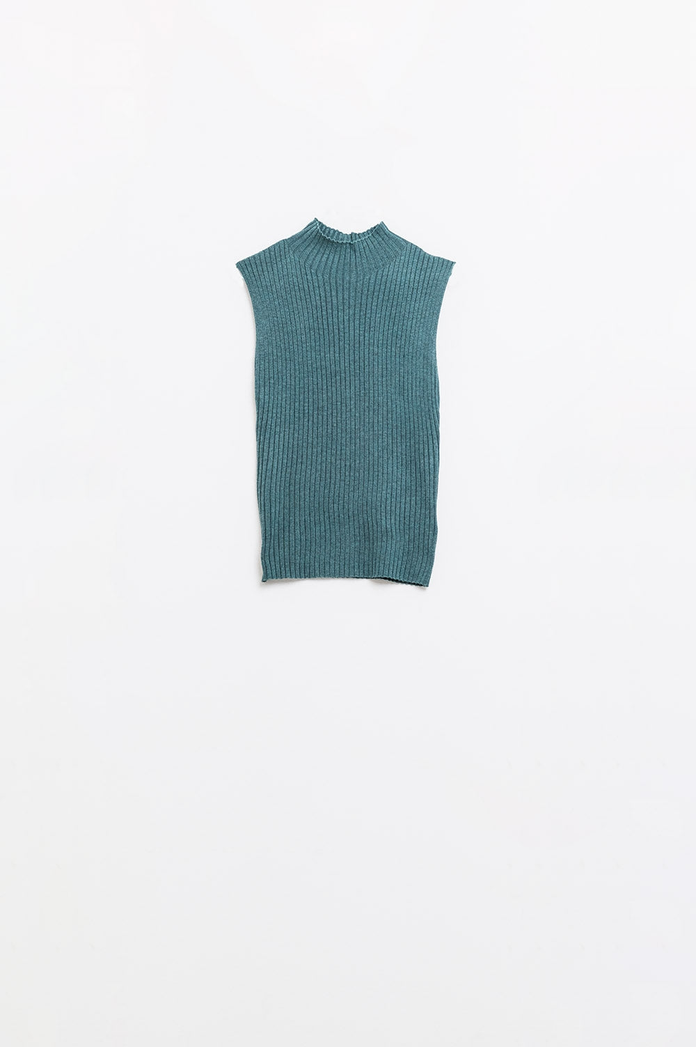 Cozy Luxe Green Sleeveless Turtleneck Sweater