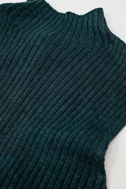 Cozy Luxe Green Sleeveless Turtleneck Sweater