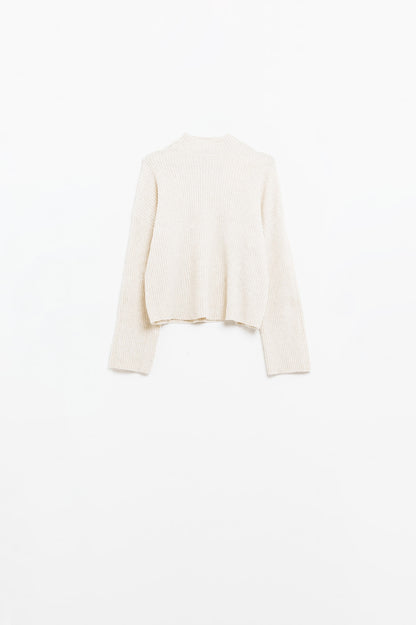 Elevate Ribbed Turtleneck Sweater - Beige