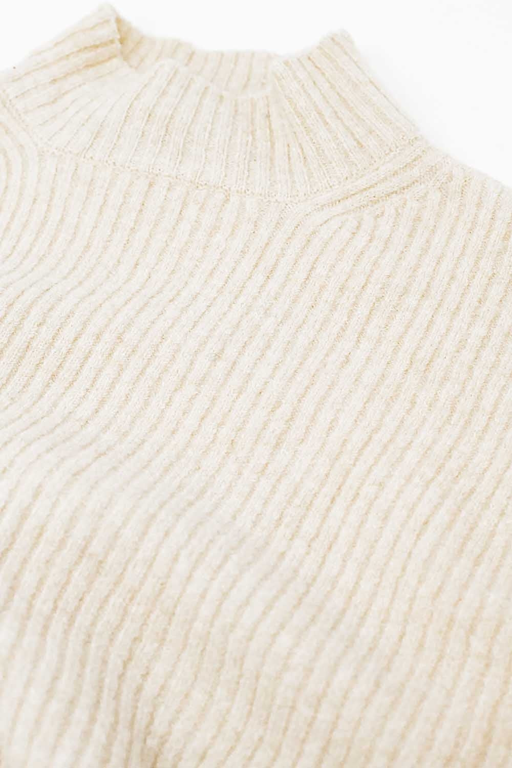 Elevate Ribbed Turtleneck Sweater - Beige