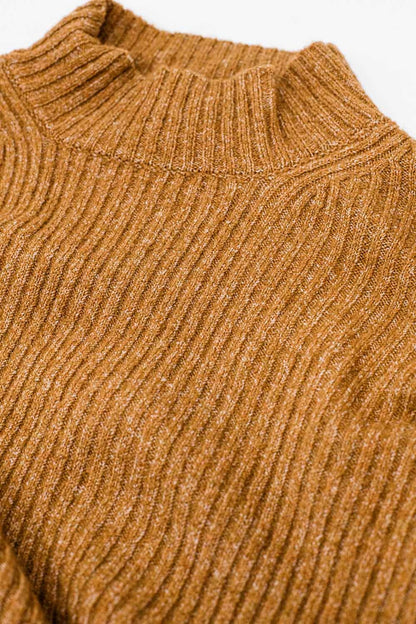 Elevate Ribbed Turtleneck Sweater - Camel