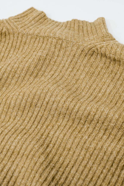 Elevate Ribbed Turtleneck Sweater - Beige