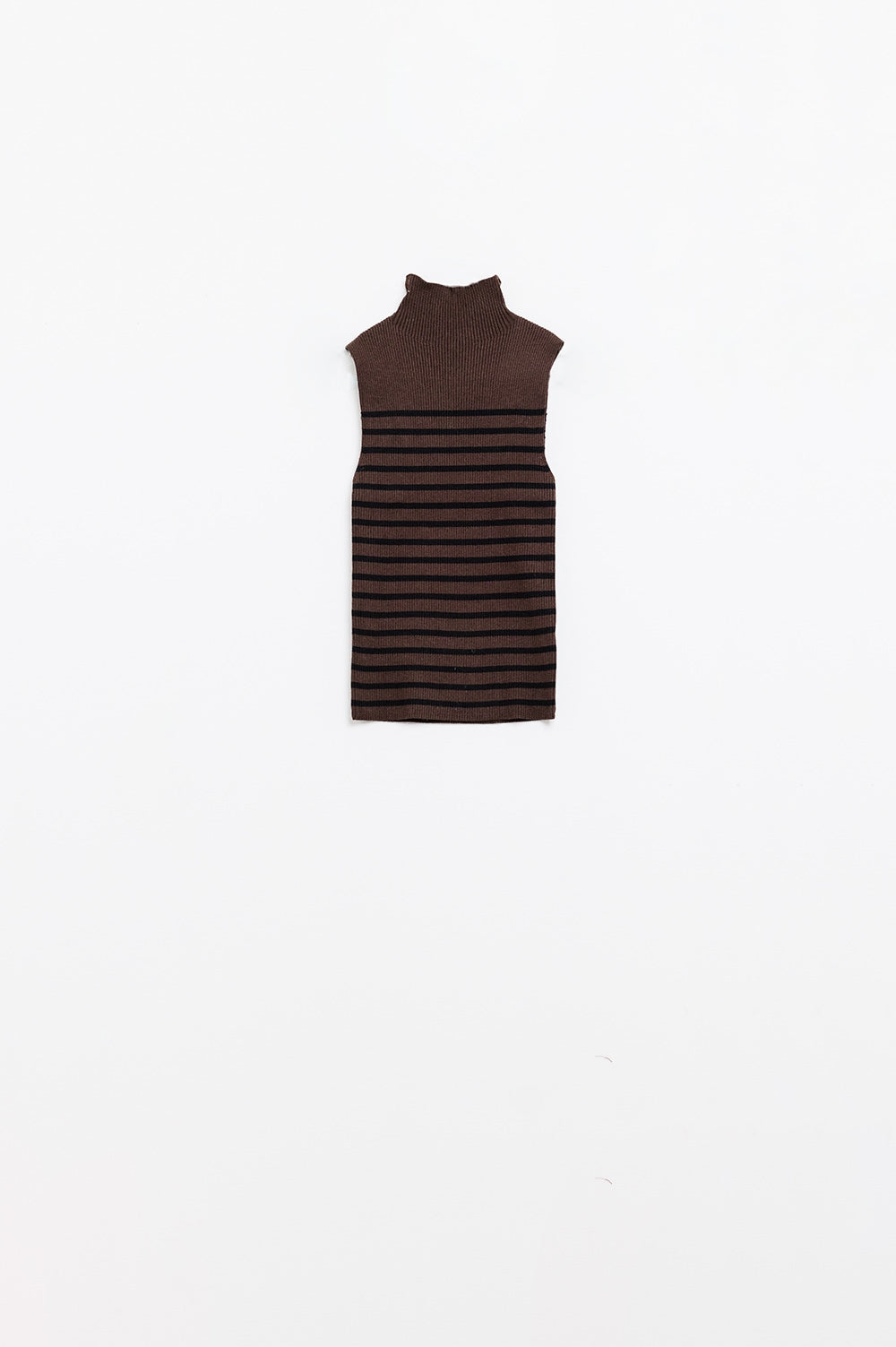 Brown Striped Turtleneck Tank