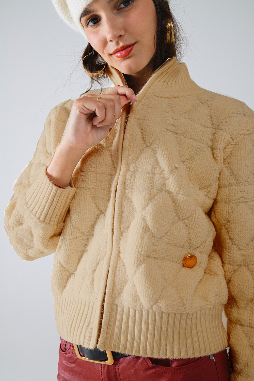 Golden Hour Chunky Knit Bomber