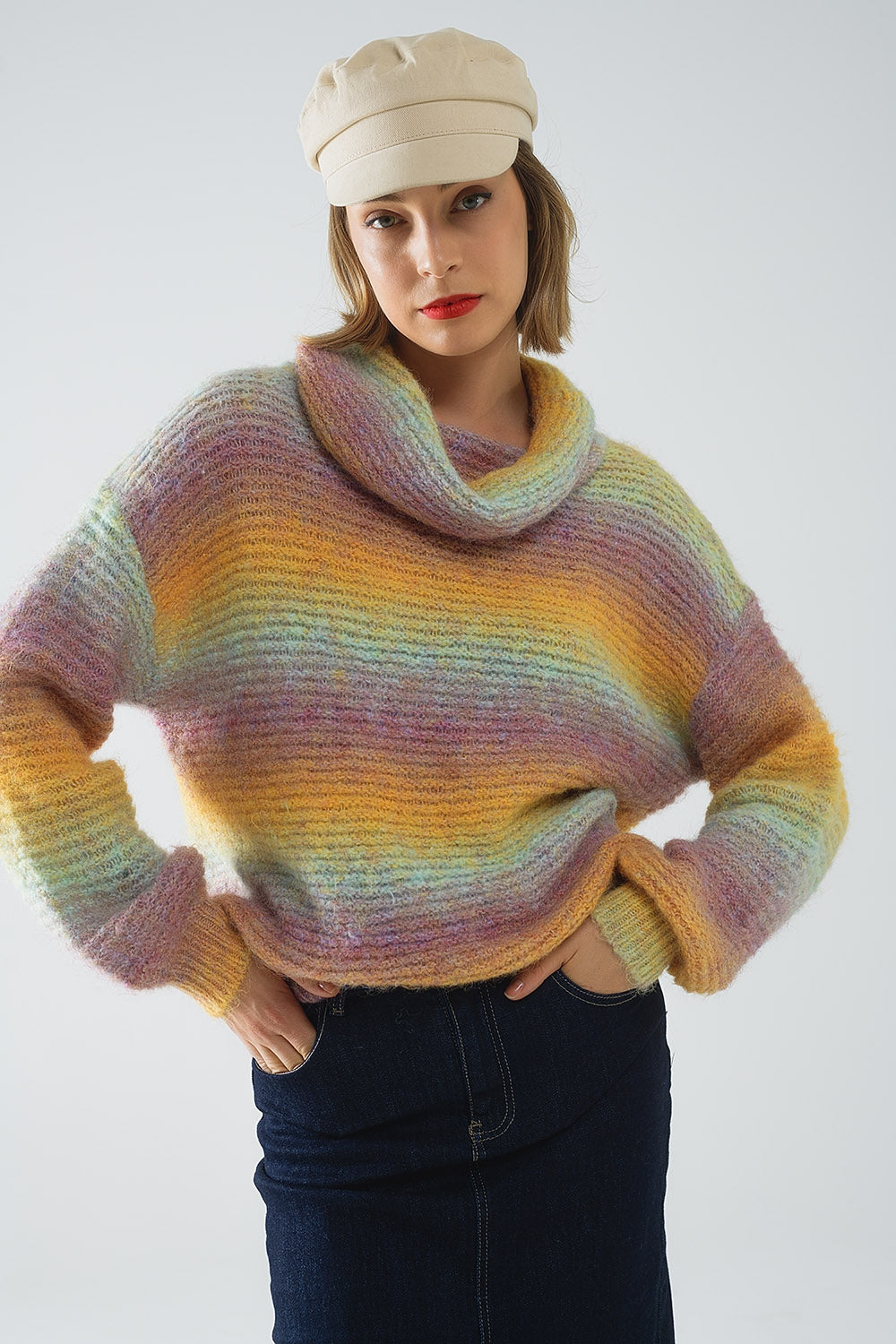 Color Rush Oversized Turtleneck Sweater