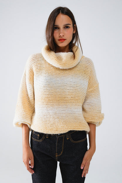 Color Rush Oversized Turtleneck Sweater - Beige