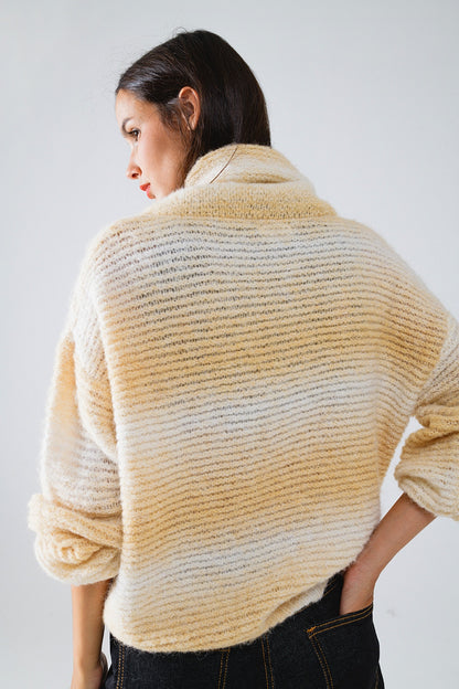 Color Rush Oversized Turtleneck Sweater - Beige