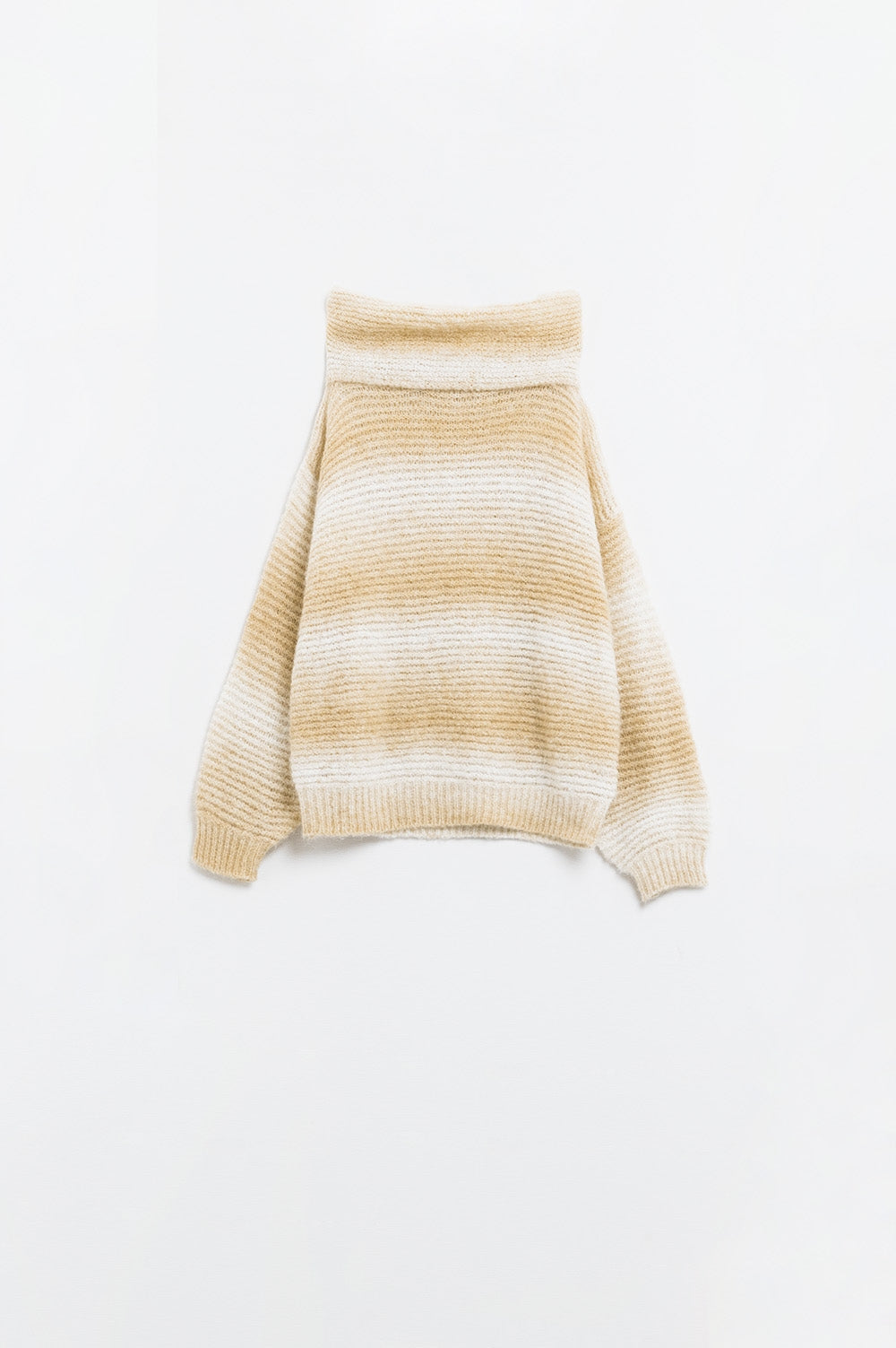 Color Rush Oversized Turtleneck Sweater - Beige