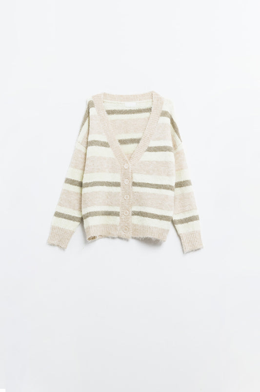 Cozy Stripes Fluffy Cardigan