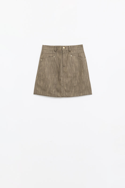 Keep it Cute Brown Faux Leather Mini Skirt