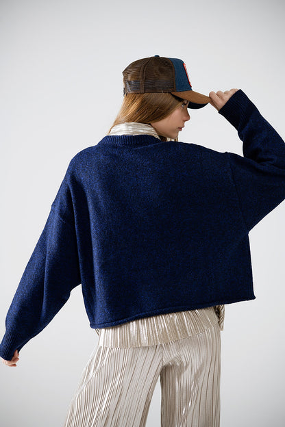 Cloud Nine Balloon Sleeve Sweater in Navy