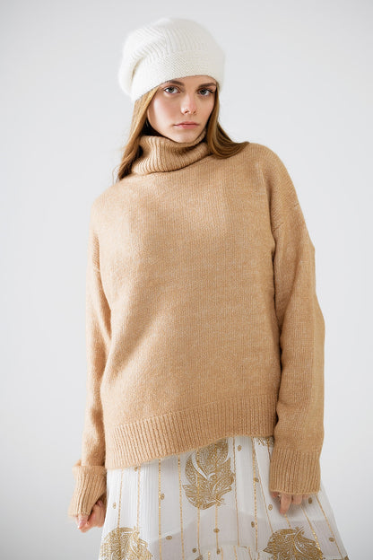 Cozy Chic Turtleneck Beige Sweater