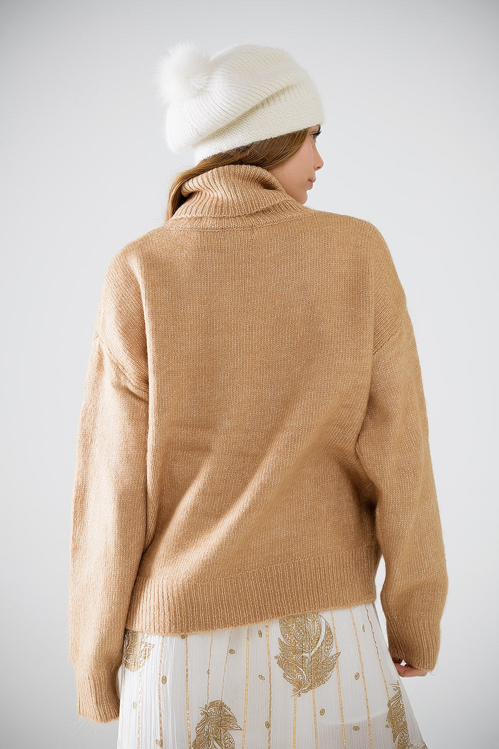 Cozy Chic Turtleneck Beige Sweater