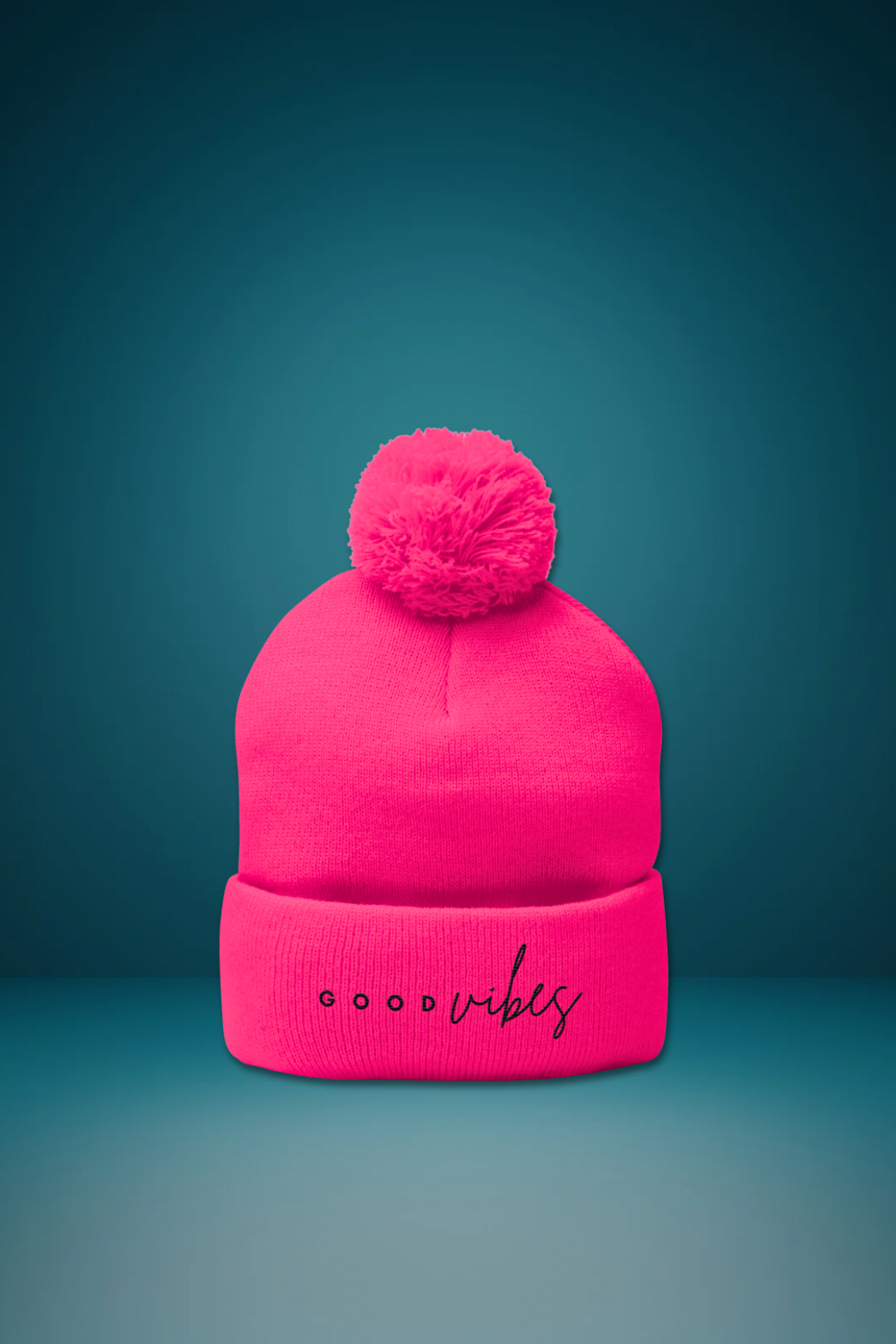 Good Vibes Pom-Pom Beanie