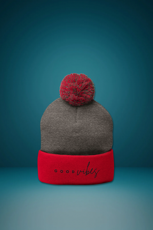 Good Vibes Pom-Pom Beanie