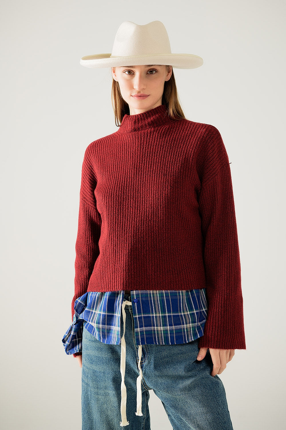 Elevate Ribbed Turtleneck Sweater - Wine