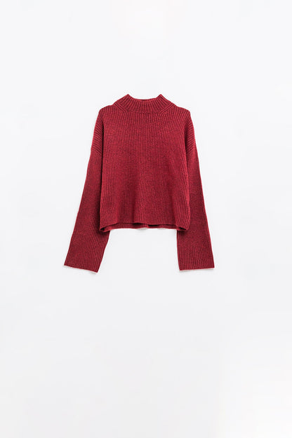 Elevate Ribbed Turtleneck Sweater - Wine