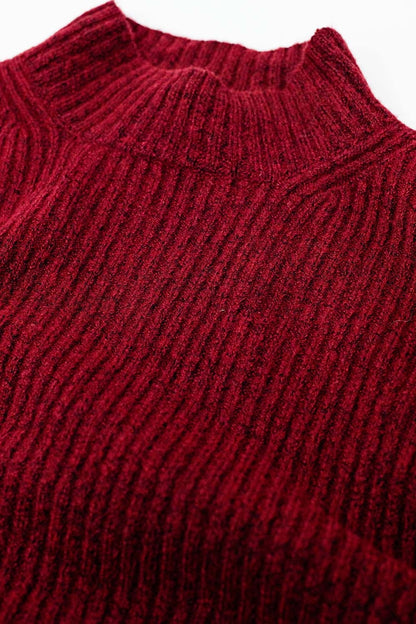 Elevate Ribbed Turtleneck Sweater - Wine