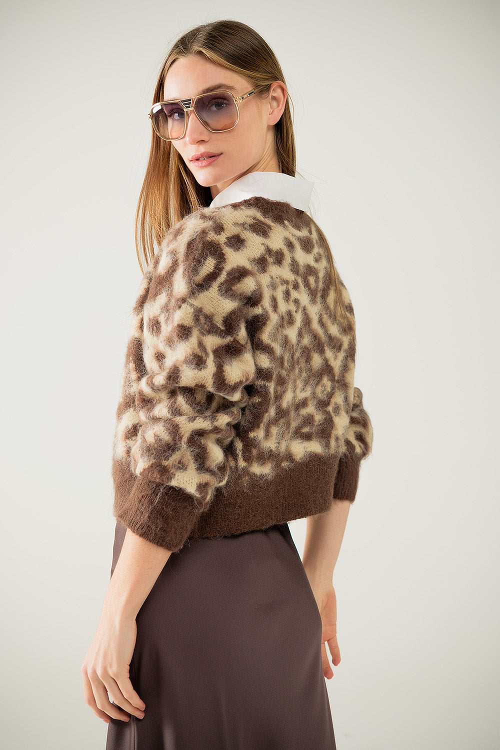 Beige Leopard Luxe Cropped Cardigan