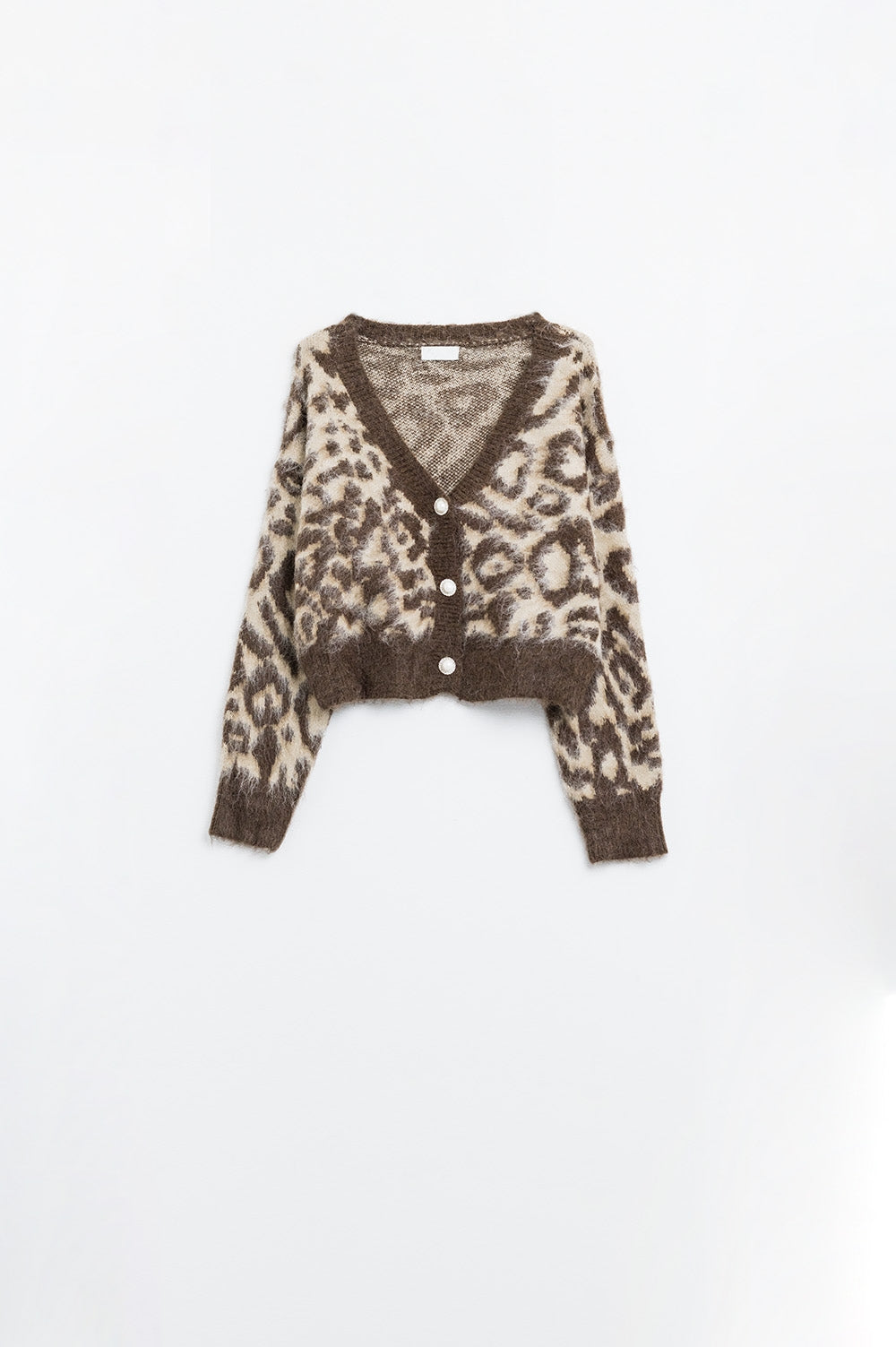 Beige Leopard Luxe Cropped Cardigan