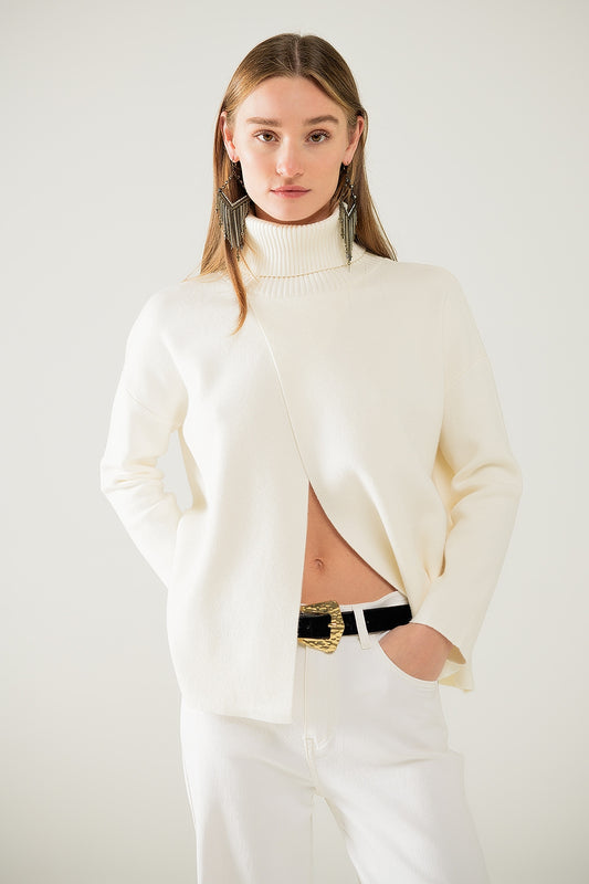 Modern Luxe Turtleneck Sweater in Cream