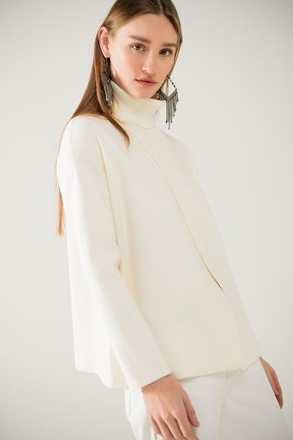 Modern Luxe Turtleneck Sweater in Cream