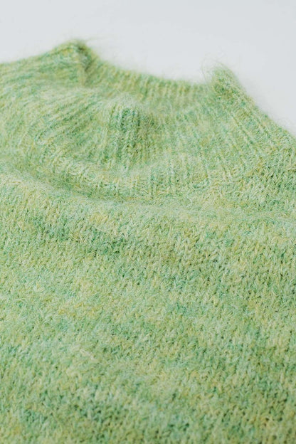 Lt Green High-Neck Fluffy Sweater