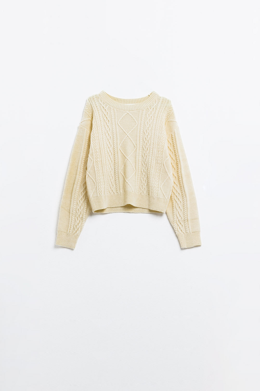 Chic Cable Knit Sweater in Cream