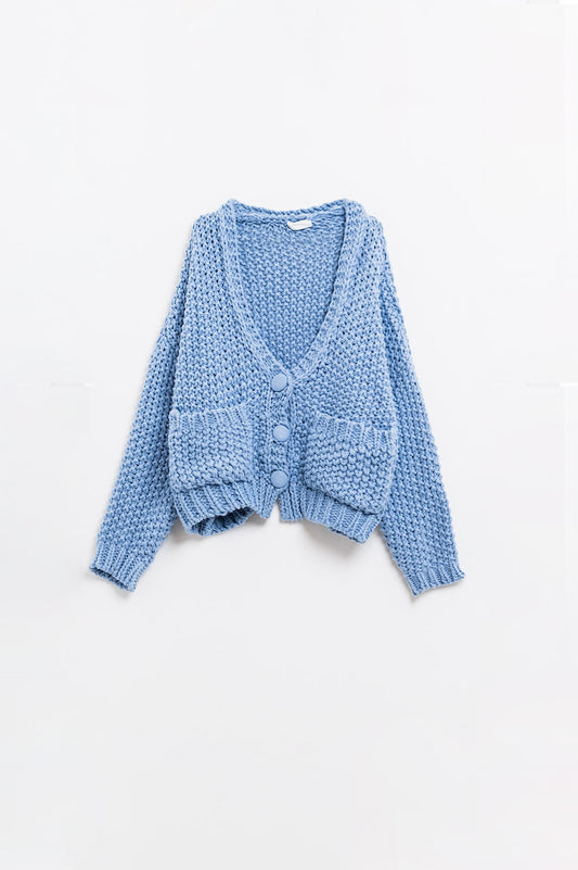 Cozy Chunky Knit Lt Blue Jacket