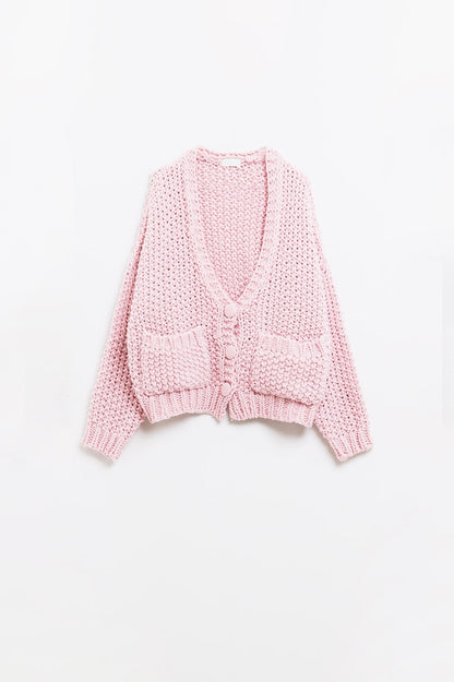 Cozy Chunky Knit Pink Jacket