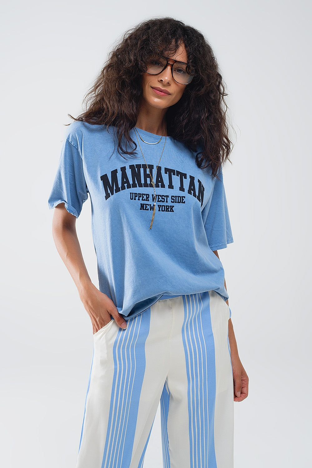 Manhattan Oversized Short Sleeve Tee – Blue