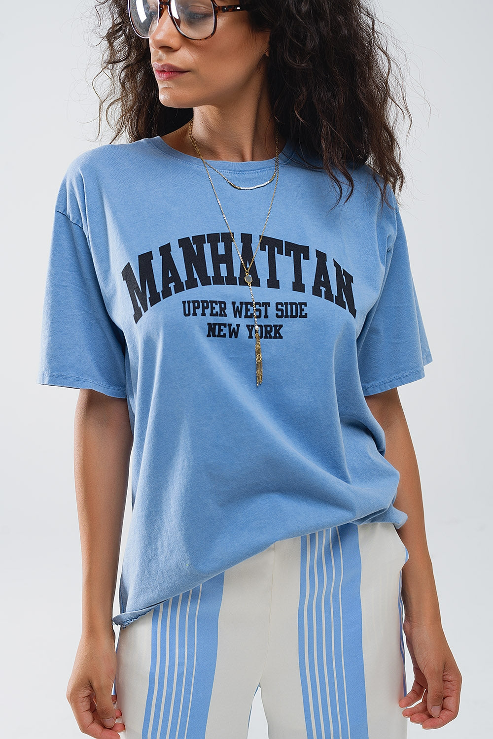 Manhattan Oversized Short Sleeve Tee – Blue