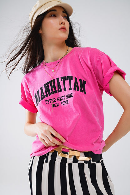 Manhattan Oversized Short Sleeve Tee – Pink