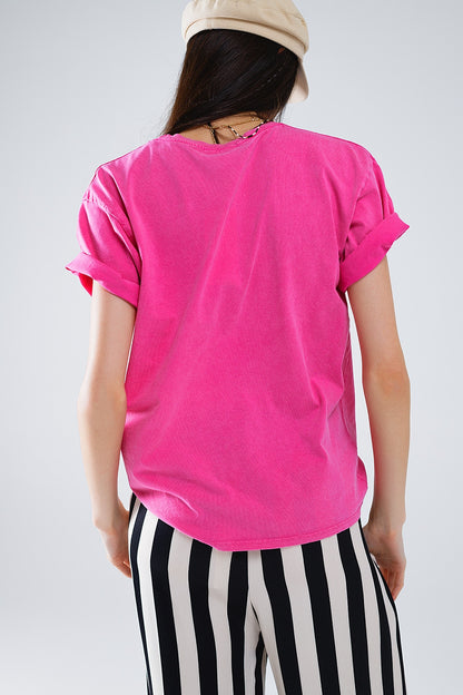 Manhattan Oversized Short Sleeve Tee – Pink